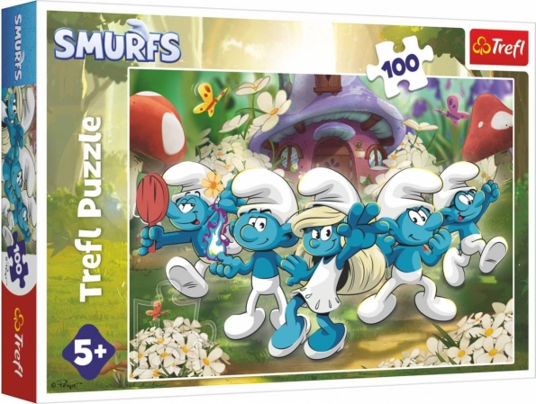 puzzle faceți cunoștință cu Ștrumfii 100 piese