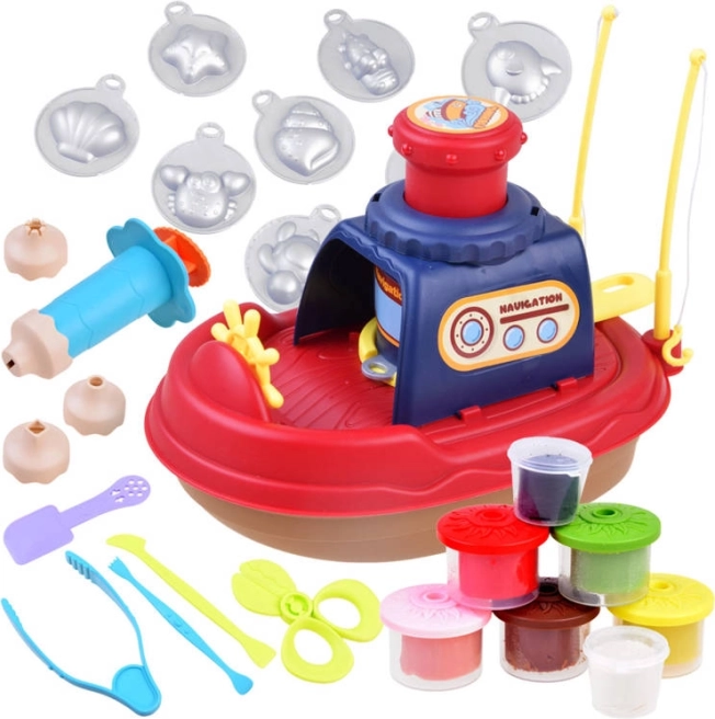 Barcă de pescuit cu plastilină pentru copii