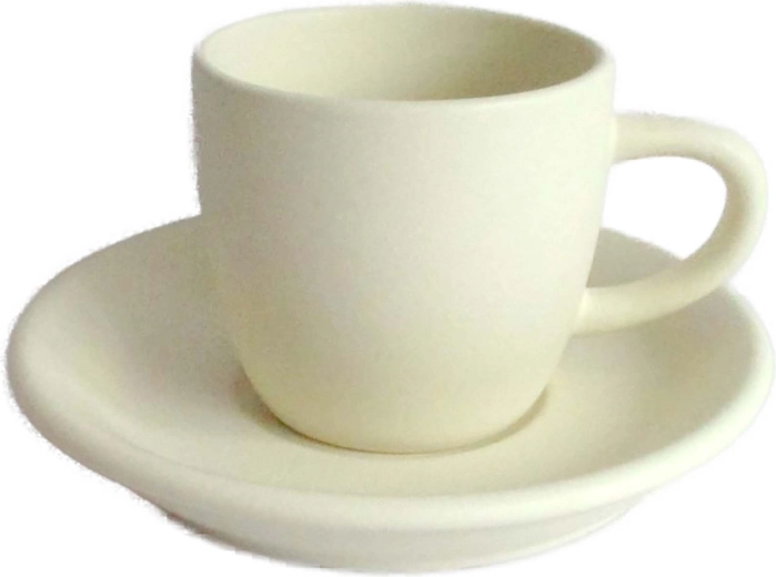 Ceașcă cu farfurioară 120 ml din ceramică mată alb-crem