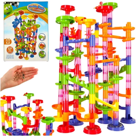 pistă cu bile marble – set de construcție 219 piese xxl