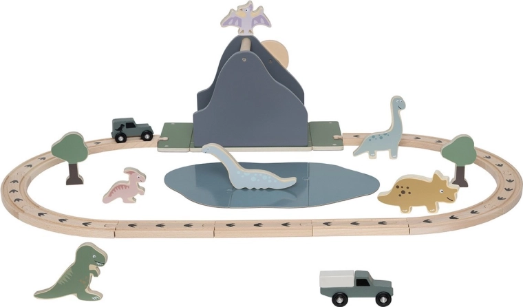 Traseu de tren din lemn Jabadabado Dino