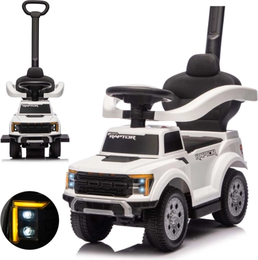 Milly Mally vehicul de tip ride-on pentru copii cu mâner de ghidare Ford F-150 3în1 alb