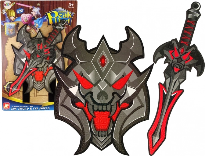 Set Black Warrior Shield cu spadă, din spumă EVA