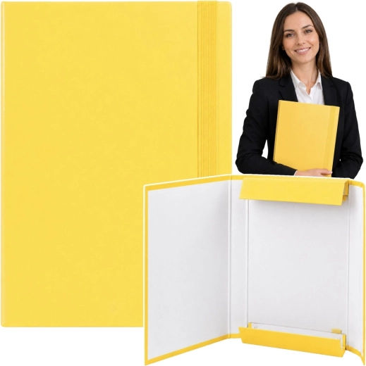 Mapă cu clape pentru documente A4 cu elastic, rigidă, galbenă 34,5 cm - 1 bucată