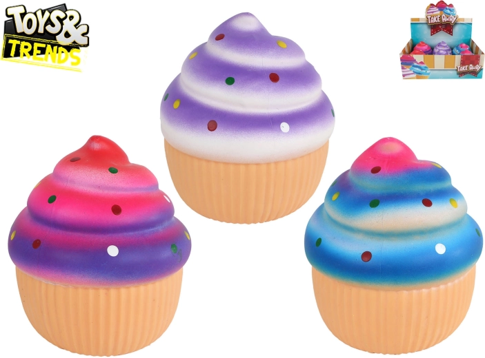 Toys&Trends Mega Squeeze Cupcake – jucărie antistres de strâns și întins 13 cm (6 buc., mix de culori)
