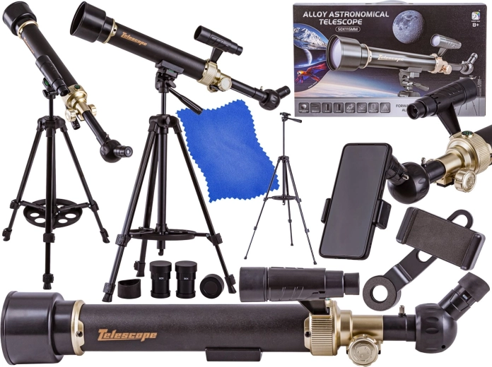 Telescop astronomic cu trepied pentru începători, cu accesorii