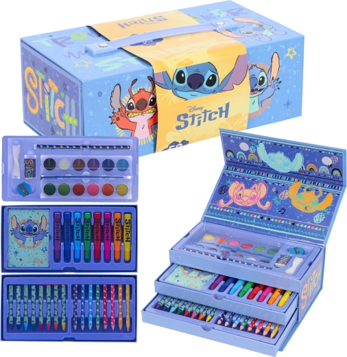 Valiză de desen cu set artistic Lilo și Stitch