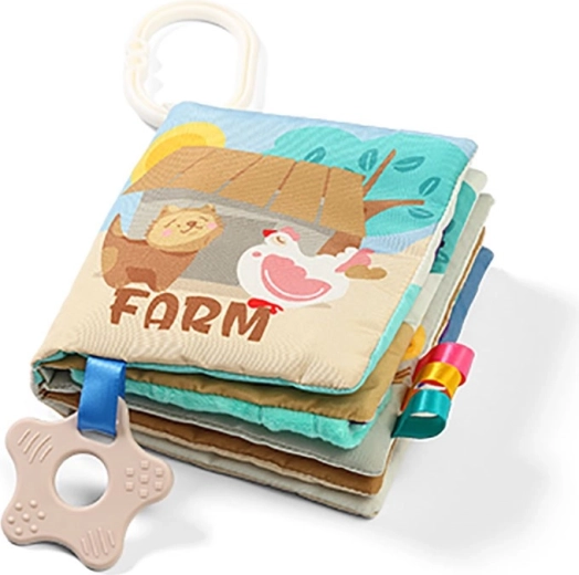BabyOno carte senzorială din material textil Ferma pentru bebeluși 0m+