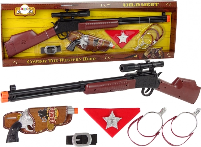Set de cowboy al șerifului – pușcă și revolver pentru copii