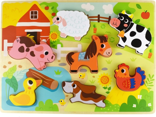 Puzzle montessori de încastrat din lemn – fermă TOOKY TOY