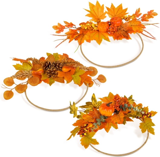 Coroană decorativă de toamnă pentru ușă, 24 cm - 1 bucată