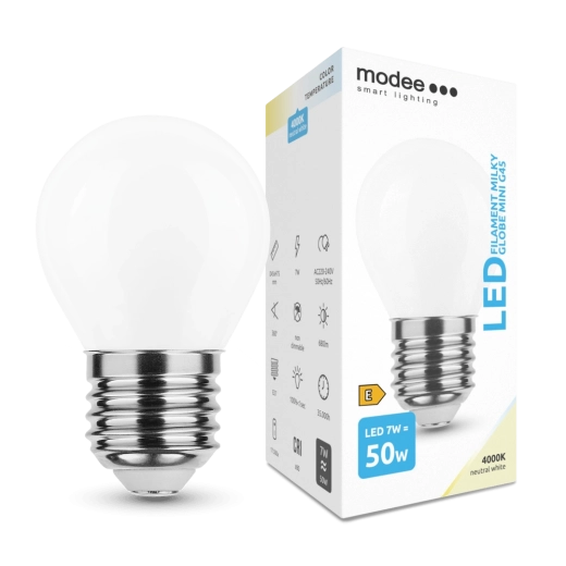 Bec LED cu filament Modee Milky Globe Mini E27 7 W alb neutru