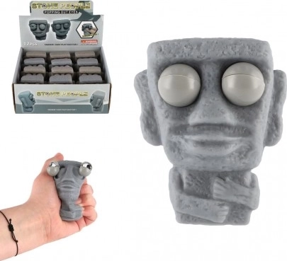 Cap de piatră, jucărie antistres de strâns, silicon, 8 cm, 2 culori