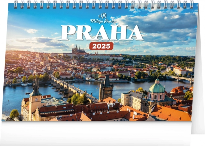 Calendar de birou Praga – Iubesc Praga 2025, 23,1 × 14,5 cm