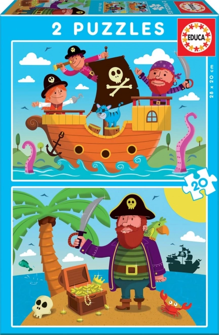Puzzle Educa Pirați 2x20 piese