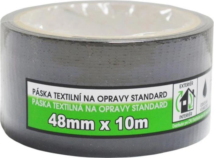 Bandă textilă de reparații 48 mm × 10 m, neagră
