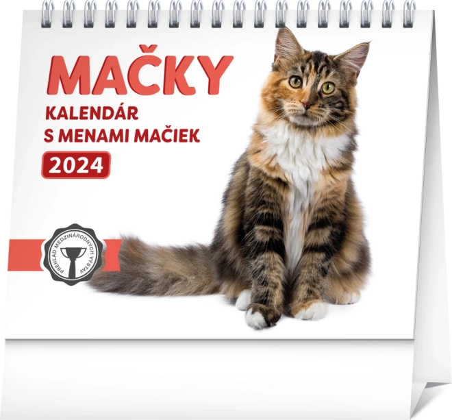 Calendar de birou Pisici 2024 cu nume de pisici 16,5 × 13 cm