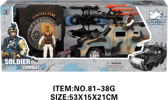 Set militar cu mașinuță și accesorii