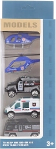 Set de mașini de poliție din metal cu elicoptere