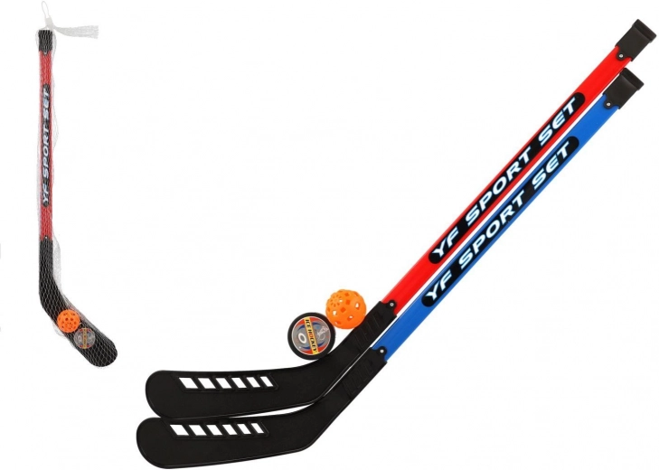 Set de crose pentru hochei pe teren cu minge de floorball și puc