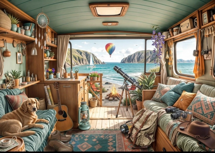 Puzzle Camping la țărm 500 piese BLUEBIRD