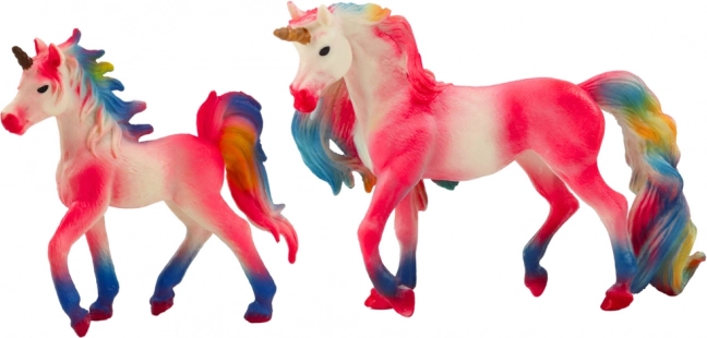 Figurine de colecție unicorn cu mânz, roz, 2 buc.