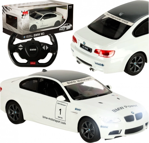 Mașină de curse teleghidată BMW M3 1:14 albă