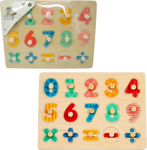 Babu puzzle din lemn cu inserții Primii pași în numărare