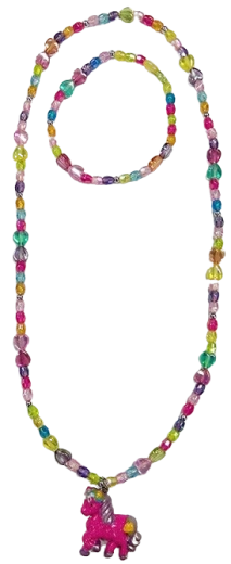 Set de bijuterii cu pandantiv căluț roz