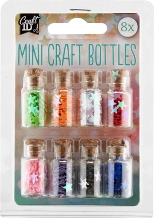 Mini sticluțe colorate pentru creații, cu umplutură decorativă, 8 buc.