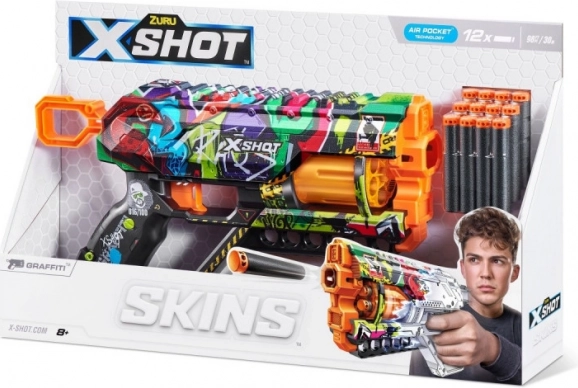 X-SHOT Skins Griefer Graffiti blaster cu 12 săgeți din spumă