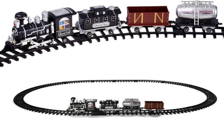 Garnitură de tren cu locomotivă și vagoane cu telecomandă