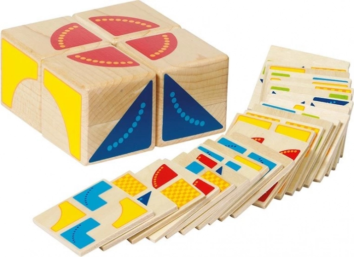 Puzzle logică din lemn cu cuburi și carduri GOKI