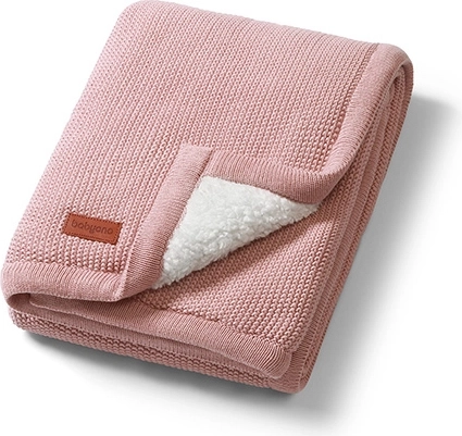 Pătură din bumbac Babyono cu căptușeală din fleece sherpa 75 × 100 cm, roz