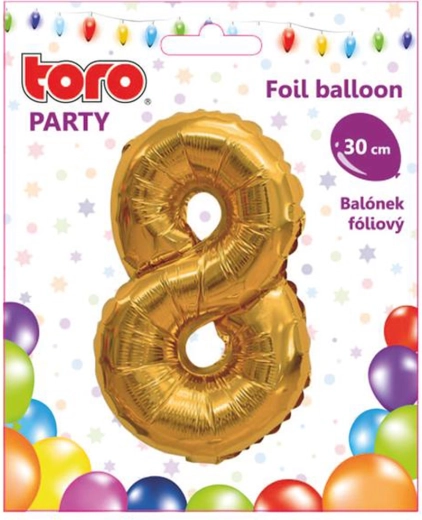 Baloan din folie cifră 8, 30 cm, auriu TORO