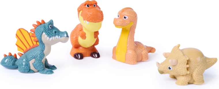 4 figurine de dinozauri cu bază cu bilă