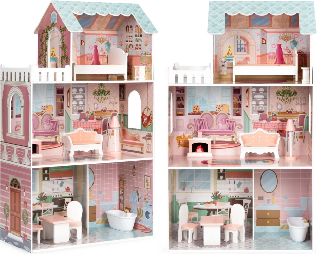 Căsuță mare pentru păpuși cu mobilier ECOTOYS