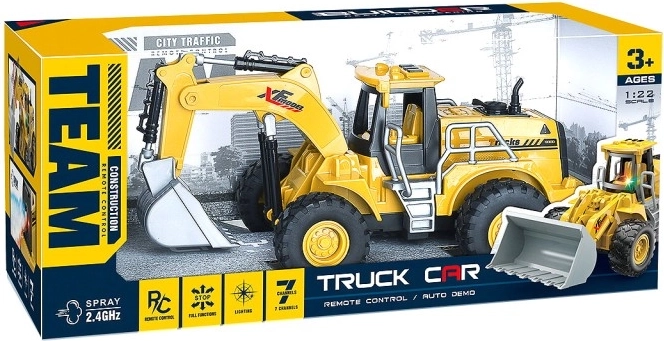 Camion RC de construcții 1:22 cu 2,4 GHz și lumini
