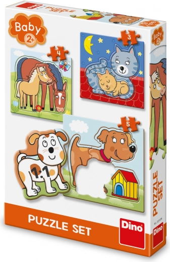 Puzzle Dino cu animăluțe pentru copii de la 2 ani