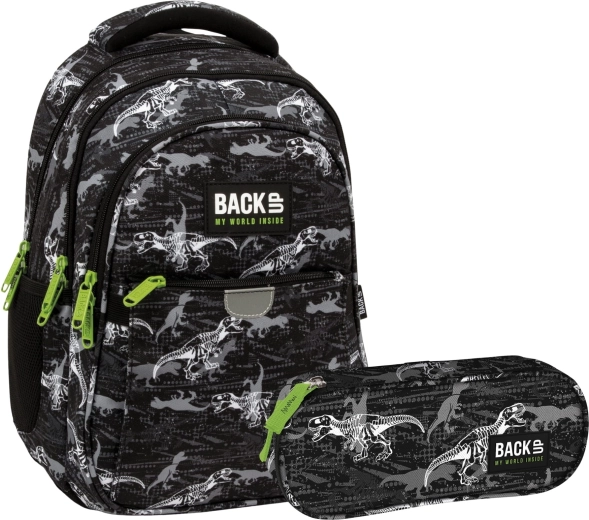 Set școlar BackUP T-Rex 2în1 – rucsac și penar
