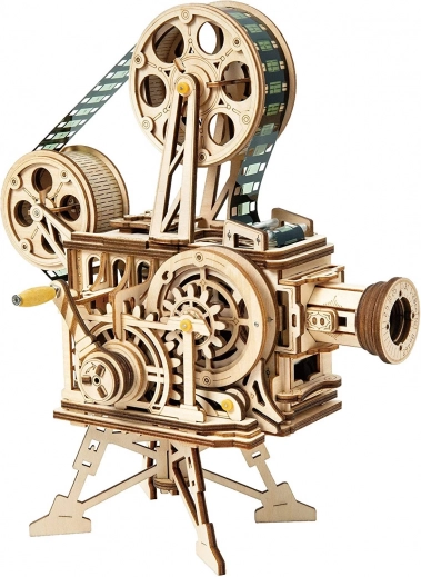 Robotime ROKR proiector cinematografic mecanic din lemn – puzzle 3D cu 183 piese