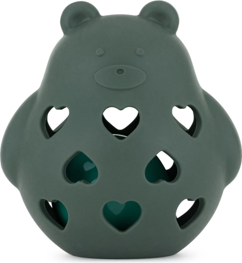 PETITE&MARS jucărie din silicon cu zornăitoare ursuleț Bear Basil misty green