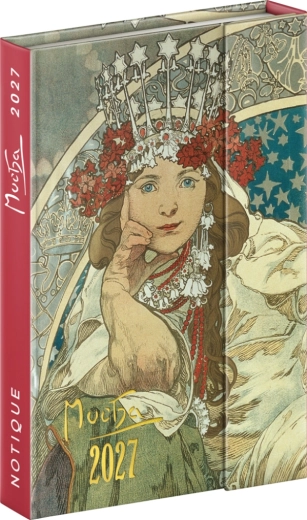Notique agendă săptămânală magnetică Alphonse Mucha 2027 11 × 16 cm