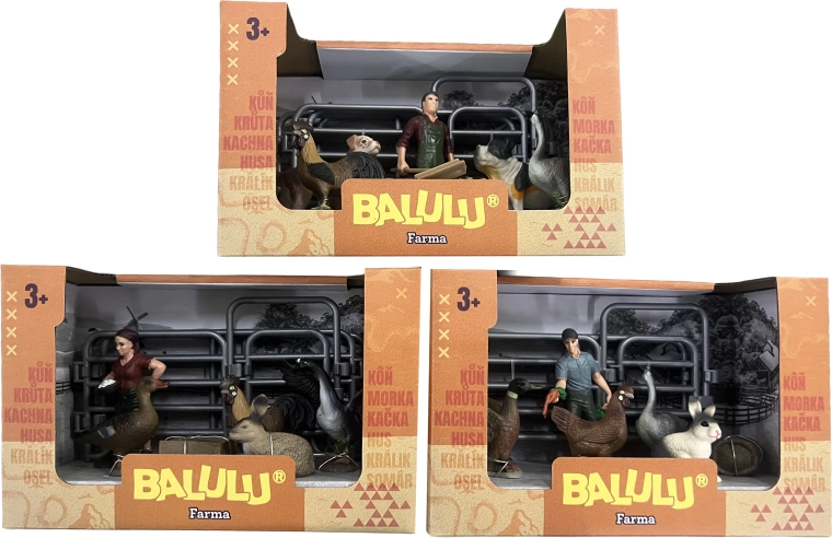 Set de joacă BALULU cu tematică de păsări de curte și animale mici, cu figurină și țarc - 1 bucată