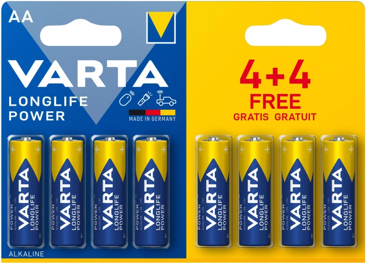 Baterii alcaline AA Longlife Power Varta 8 buc