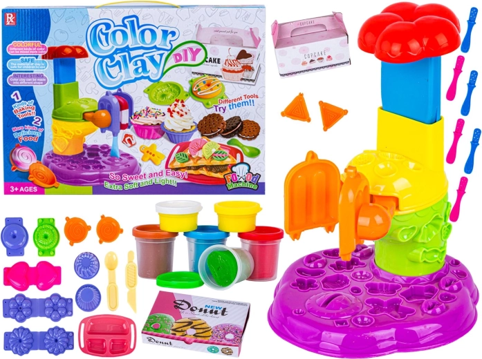 Mașină pentru realizarea de biscuiți, brioșe, gogoși și înghețată, cu plastilină și accesorii