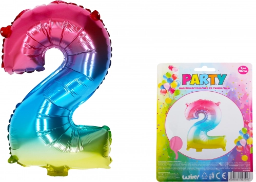 Balon curcubeu cifra 2 – 40 cm