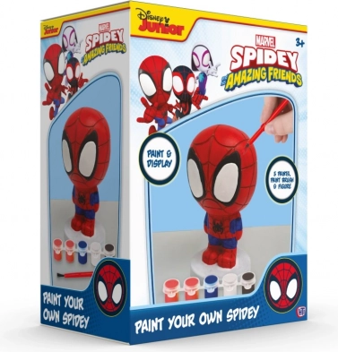 Figurină Spidey de colorat – set creativ cu vopsele și pensulă