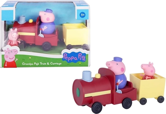 Trenulețul Peppa Pig al Bunicului Porcușor cu 2 figurine