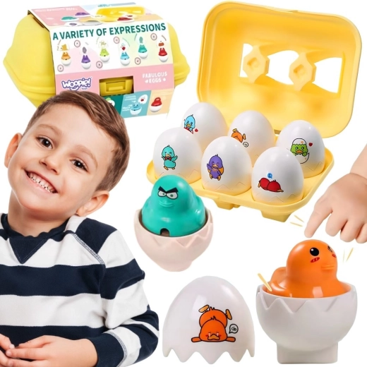 Jucărie Montessori de sortare Woopie cu ouă și puișori - 6 buc.